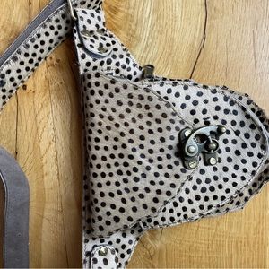 Polkadot Cowhide Leather Fanny Pack Waist Travel Belt Sac Bag